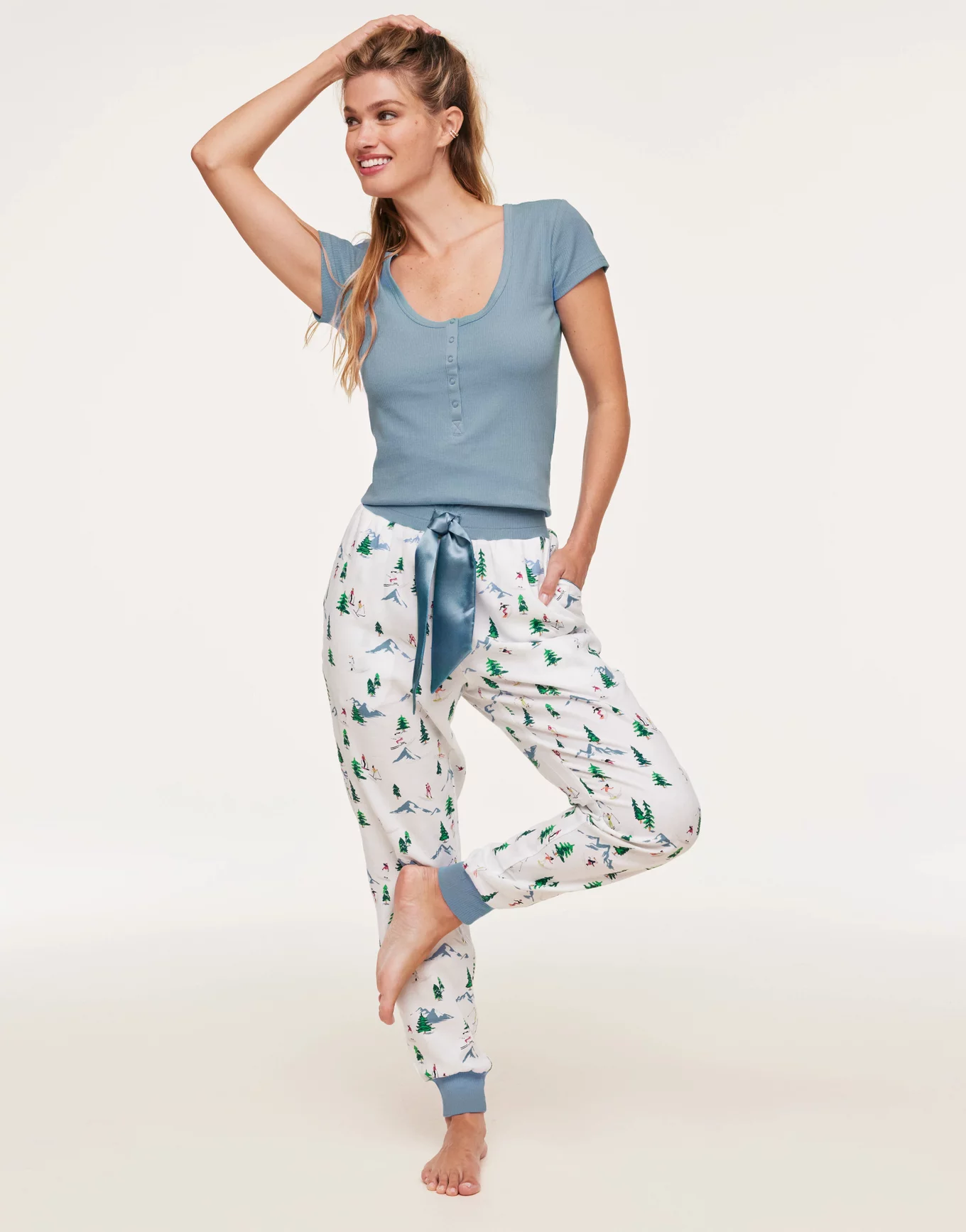 Caileigh Medium Blue T shirt and Jogger set, XS-XL | Adore Me