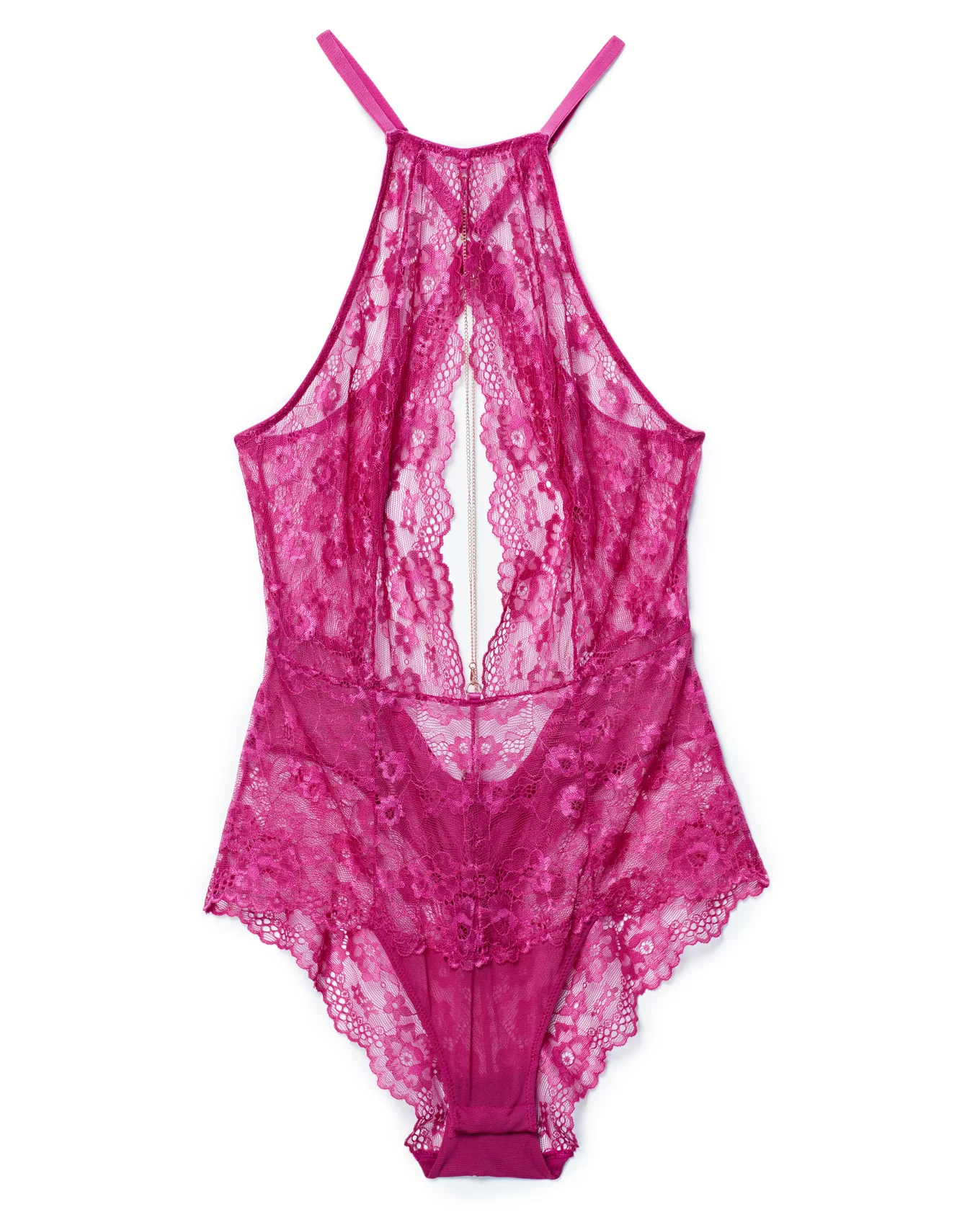 Women'secret lace strappy open back brief in dark pink