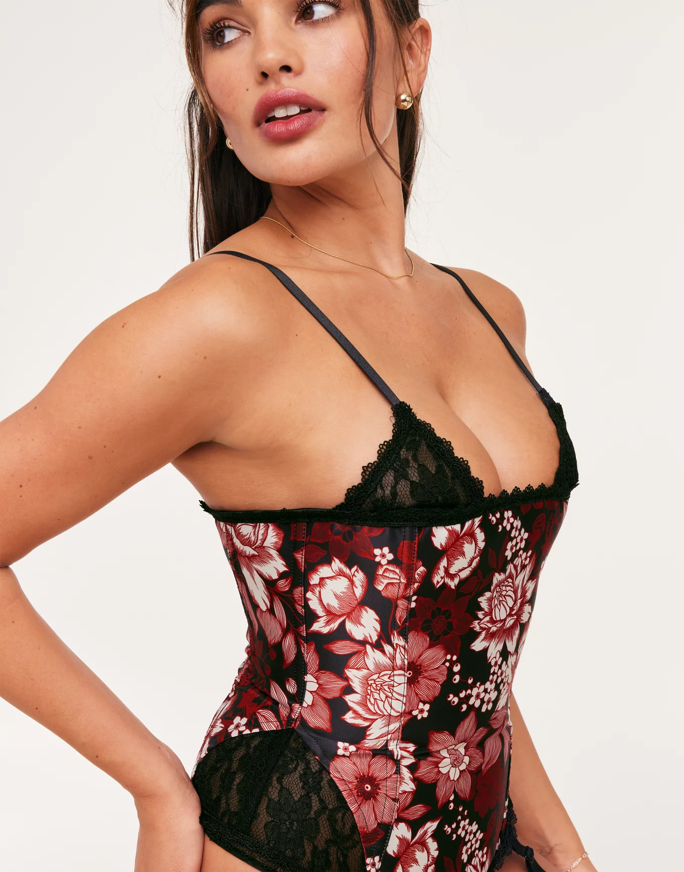 Zoie Floral Red Corset, XS-XL