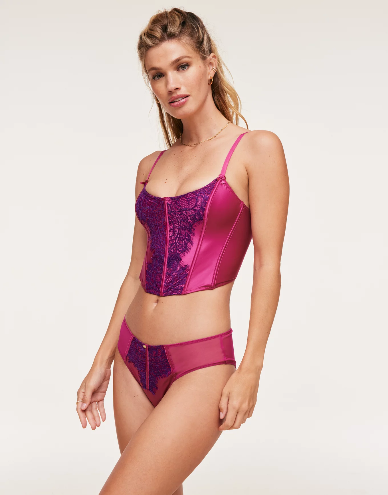 Geneviève Dark Pink Cropped corset, XS-XL