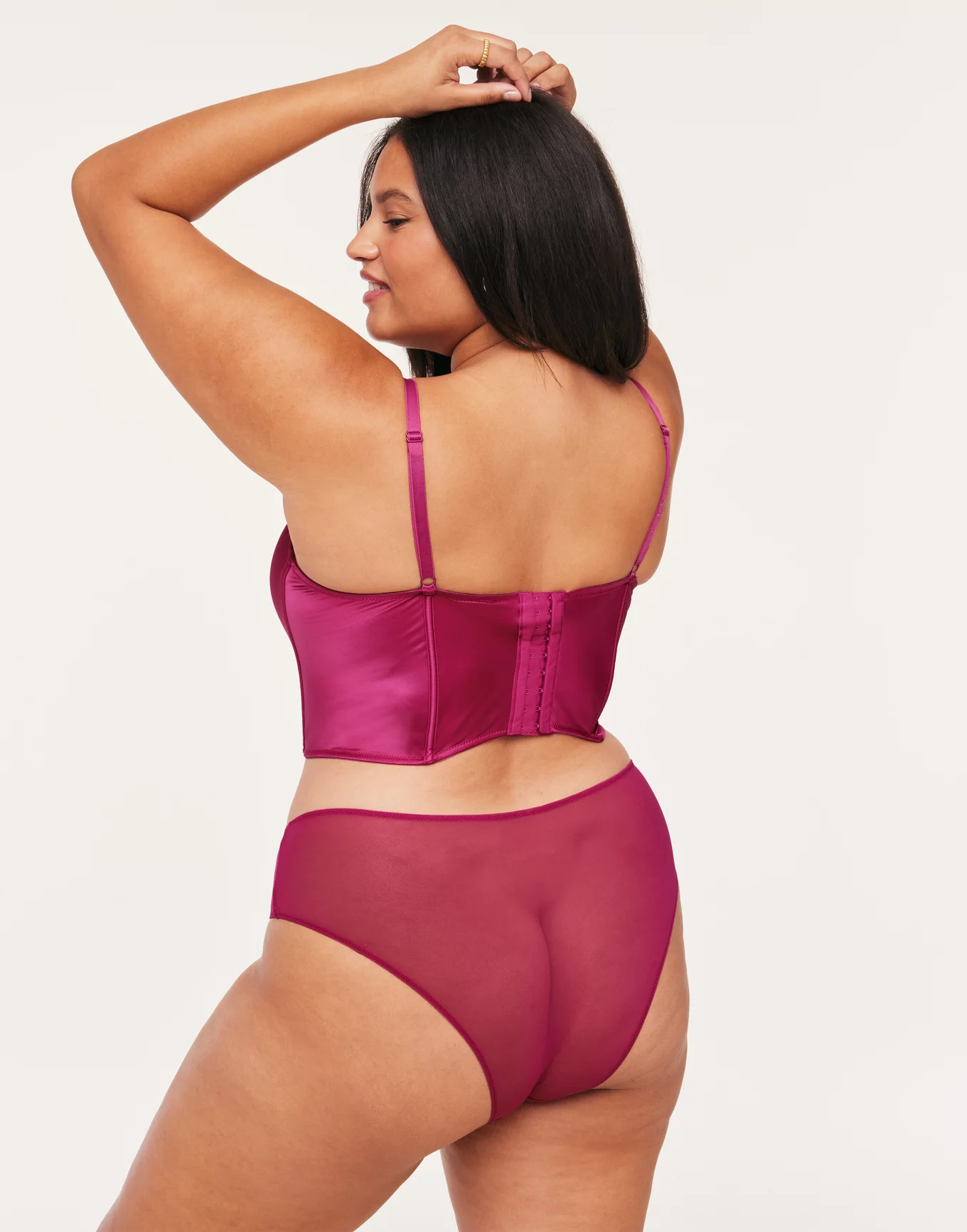 Geneviève Dark Pink Plus Cropped corset, 1X-4X