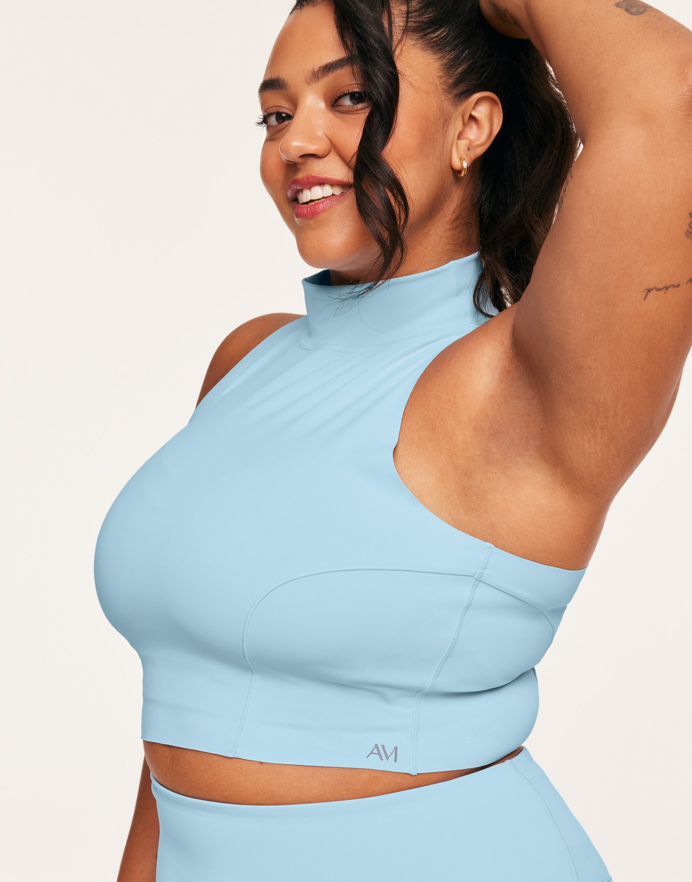 Awaken Reflective Top Light Blue Plus Body Con Mock Neck Awaken Tank ...