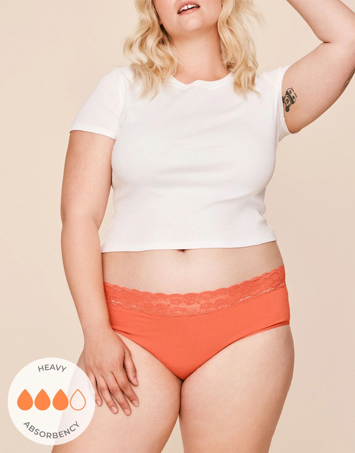 Ella Midi Brief Medium Orange Plus Cotton Period Panties, 4X