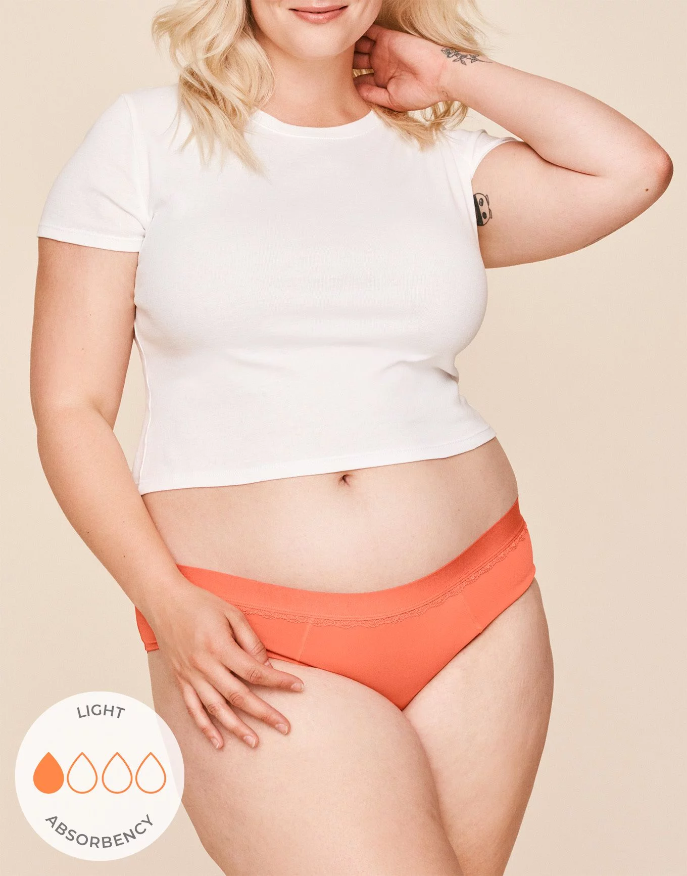 Cindy Cheeky Medium Orange Plus Period Panties, 0X-4X