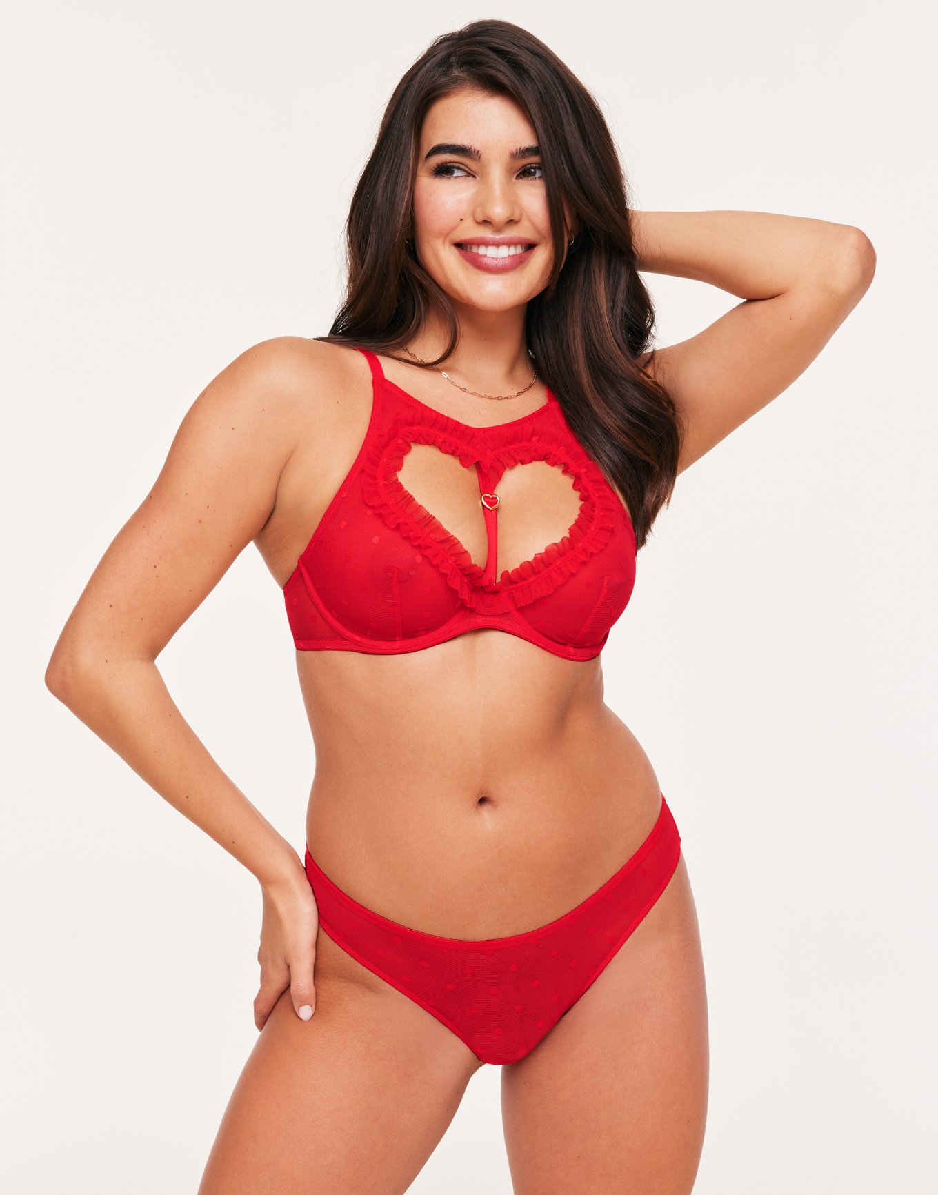 Kalila Dark Red Unlined Plunge High Neck, 32A-38C