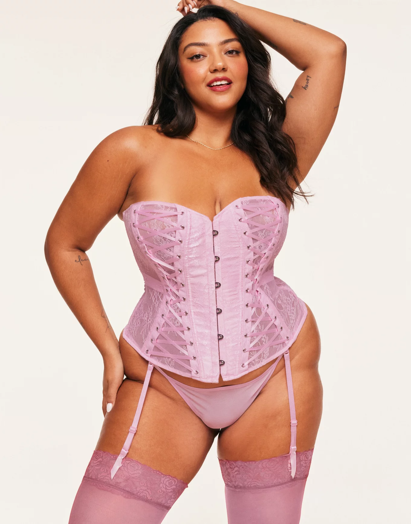Nikita Medium Pink Unlined Boned Corset | Adore Me