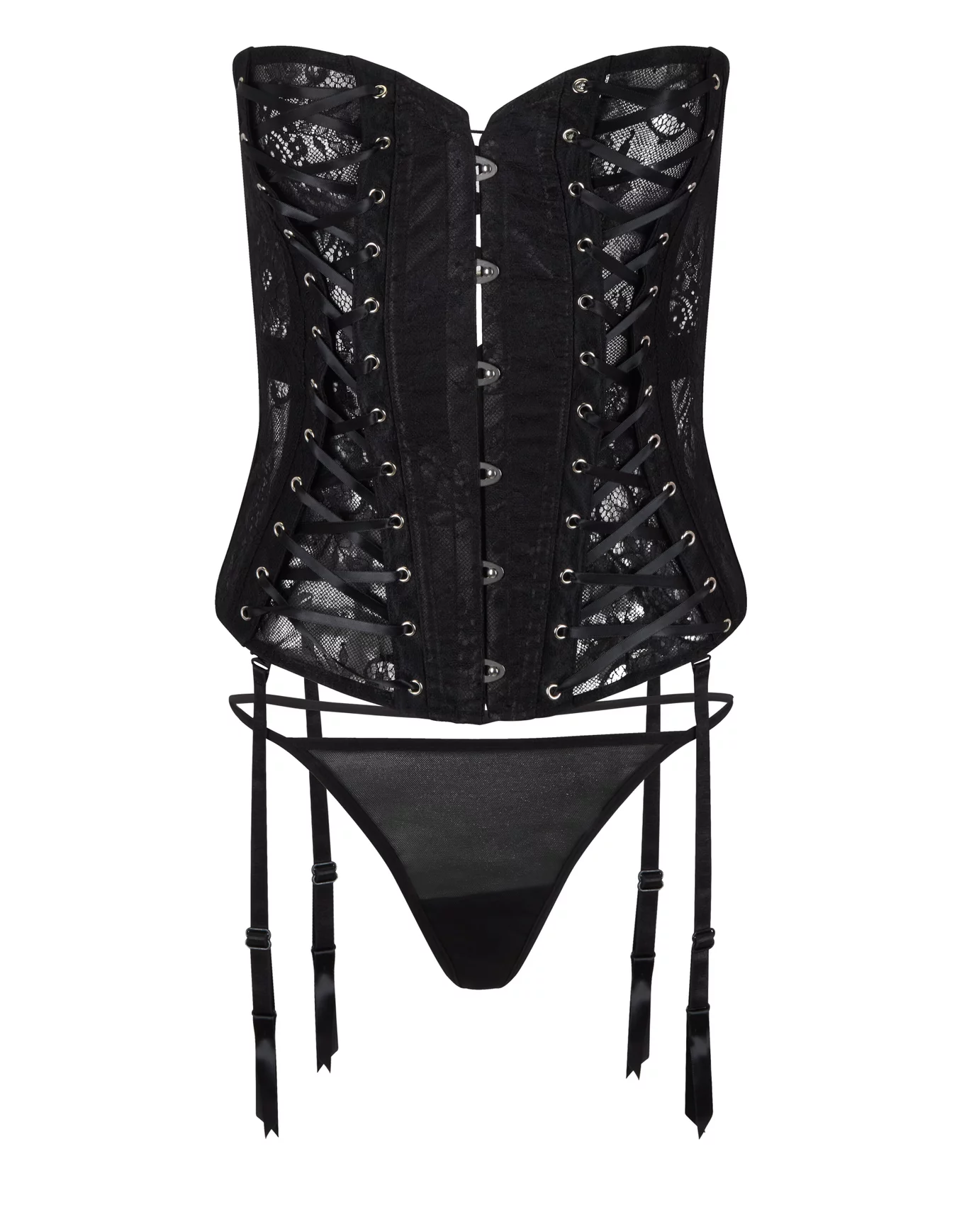 Missyempire x Emily Faye Miller tie back woven corset top co-ord in black