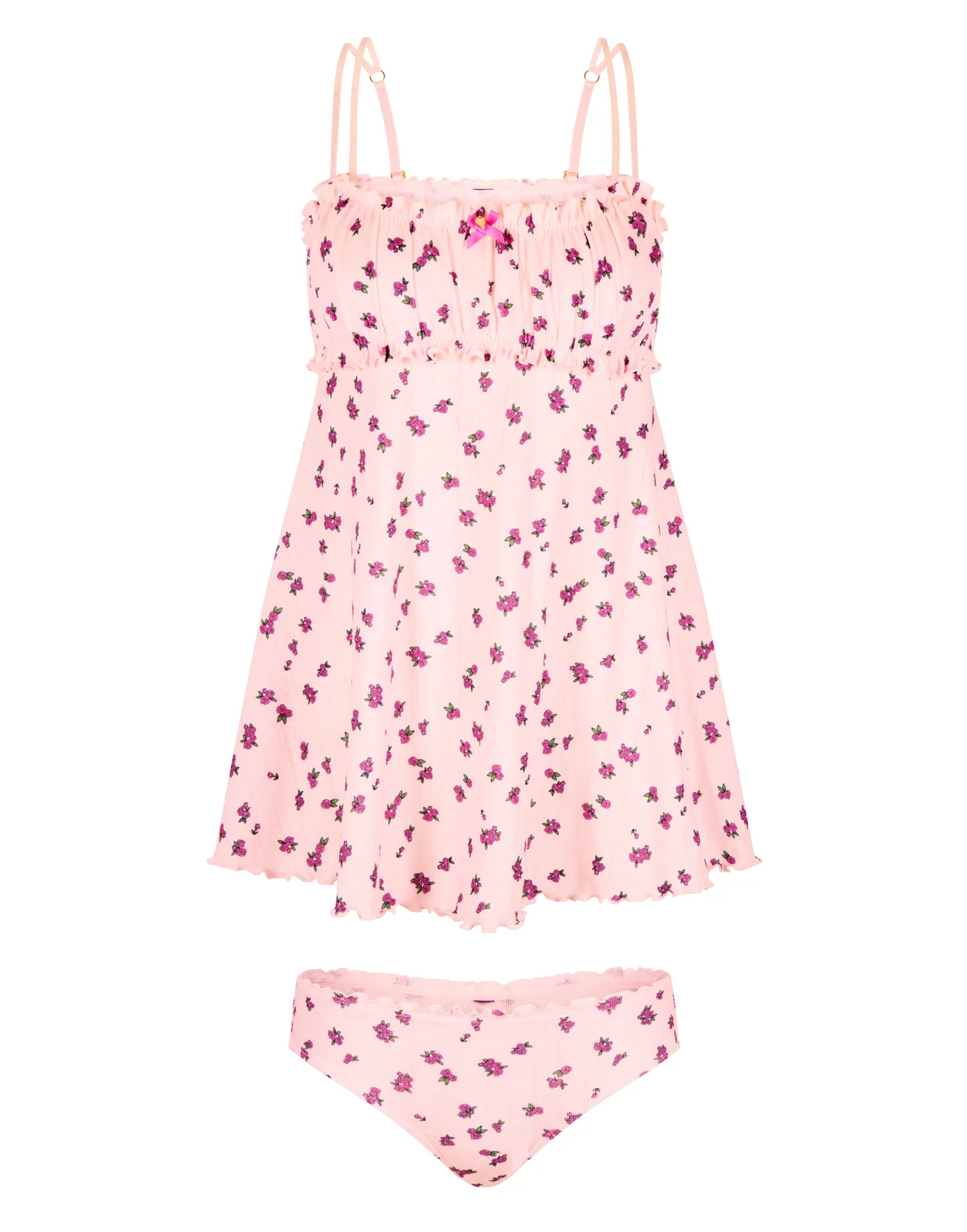 Ophylia Ditsy Pink Babydoll Set, XS-4X | Adore Me