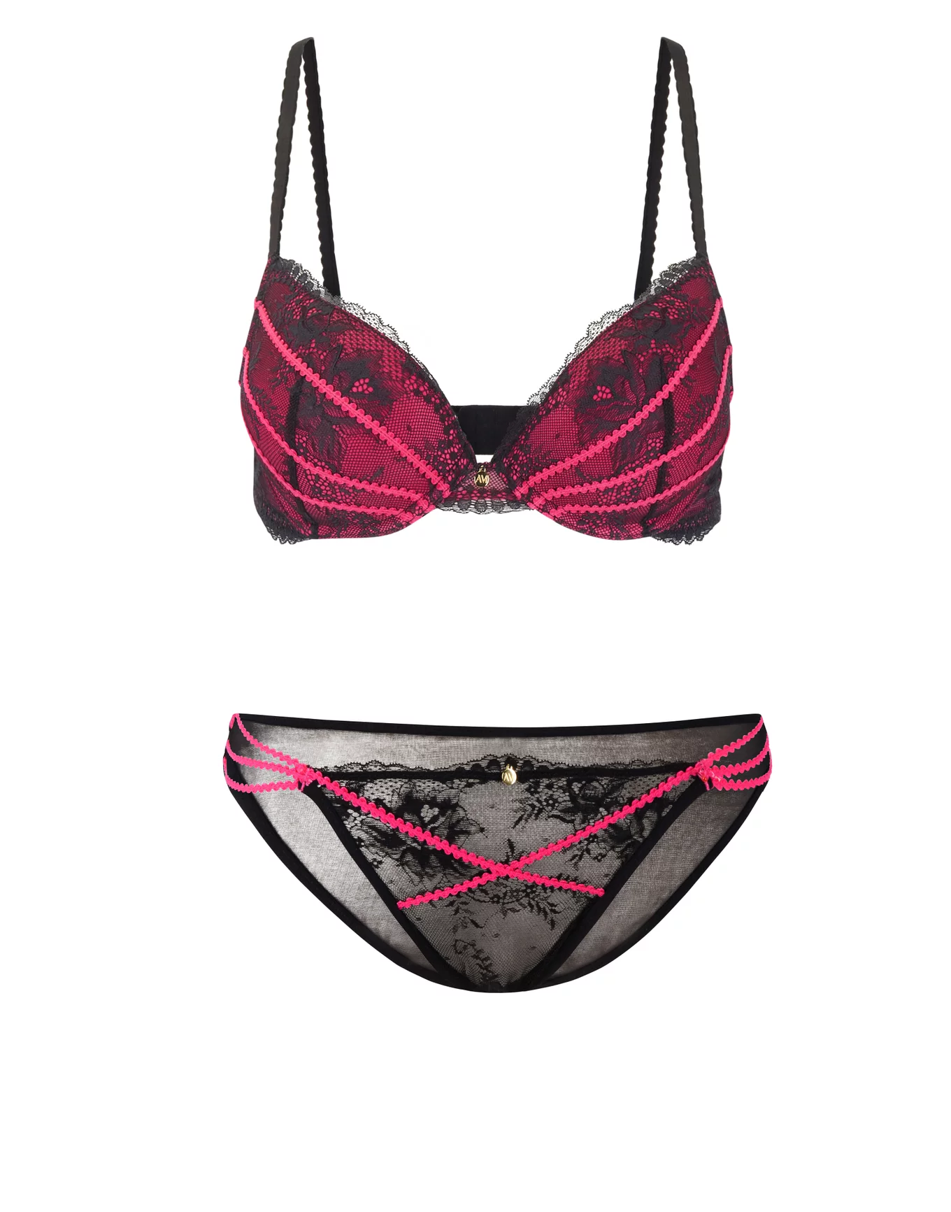 Pour Moi Women's Amour Accent Underwire Front Close Bralette 11601 38D  Black/Pink : : Clothing, Shoes & Accessories