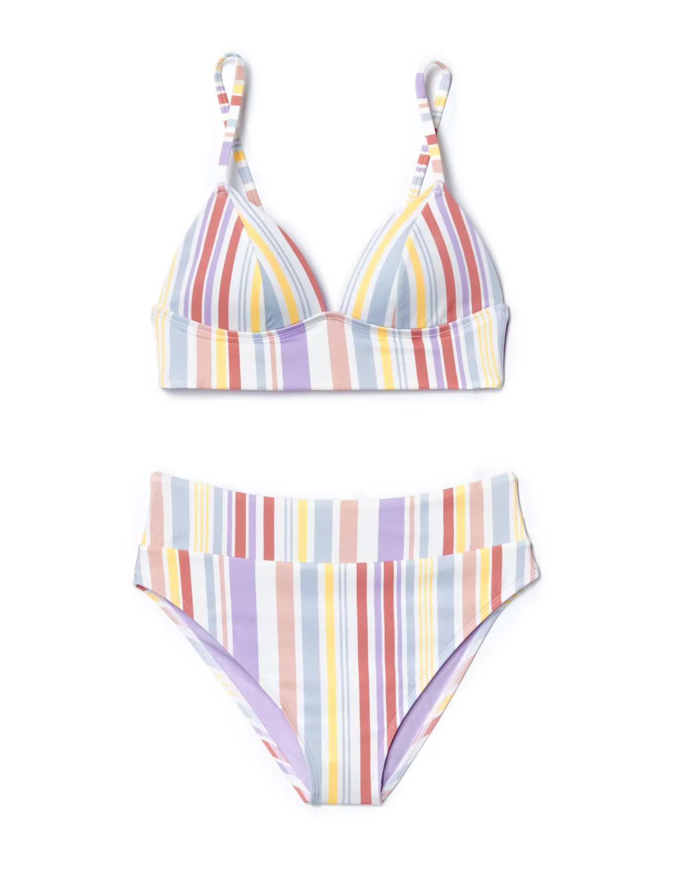 Nina Stripe White Bikini Set, S-XL