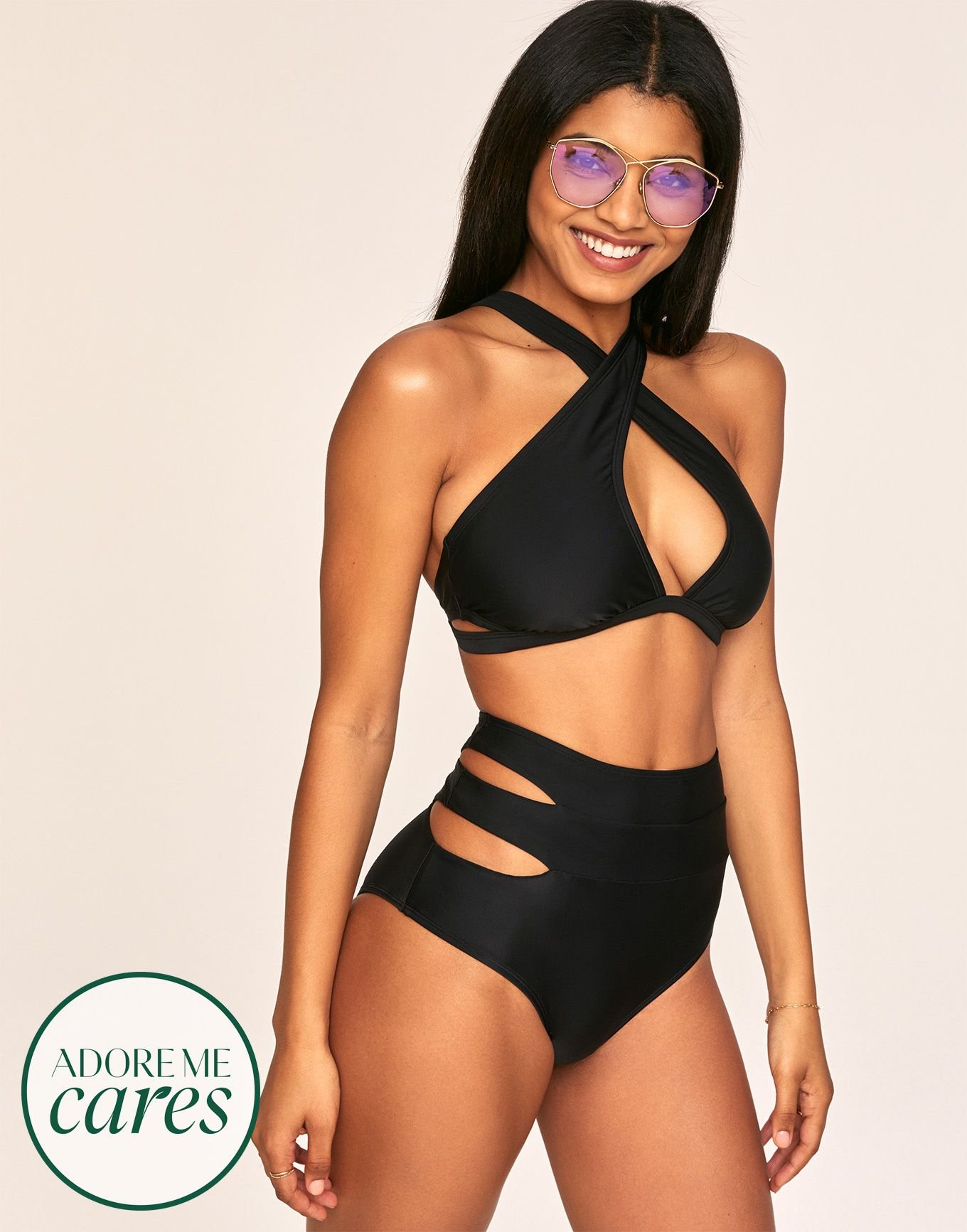Women 2 Pieces Bikini Swimsuits Stripe Spaghetti Strap Sleeveless Sling Tank  Tops Bra and Low Waist Thong Bathing Suits Set