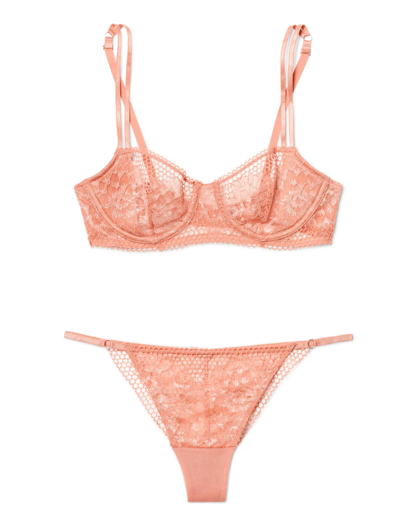 Victoria's Secret very sexy Wicked Unlined Bra Cheeky Set Lace Coral