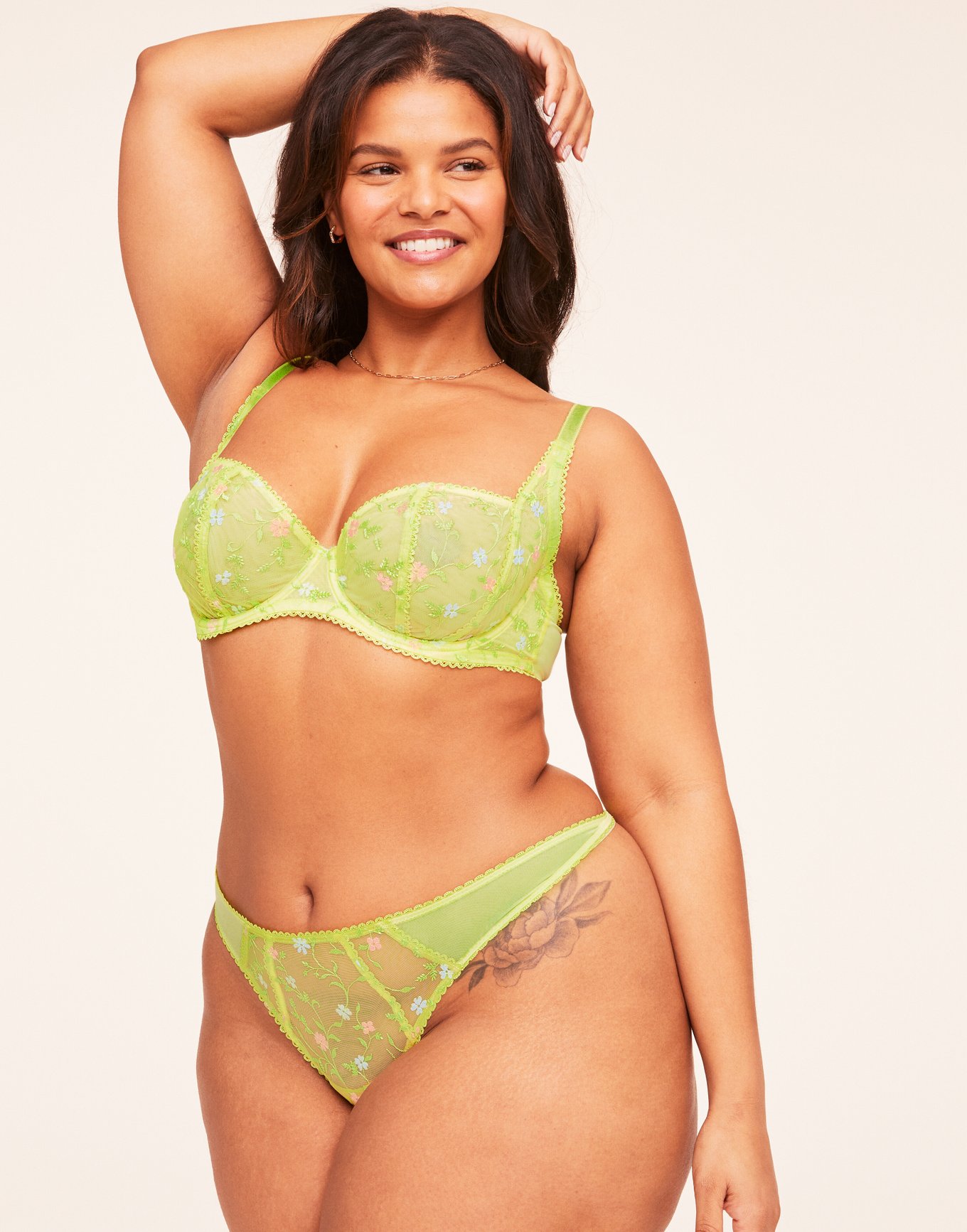 Rosa Floral Yellow Plus Unlined Balconette 38DD 46DDD Adore Me