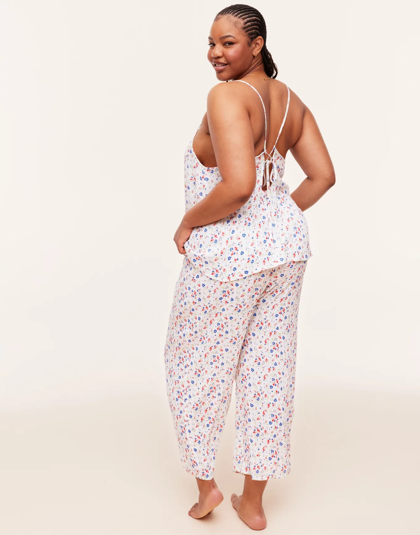 Scout Floral White Plus Cami and Pant Set, XL-4X