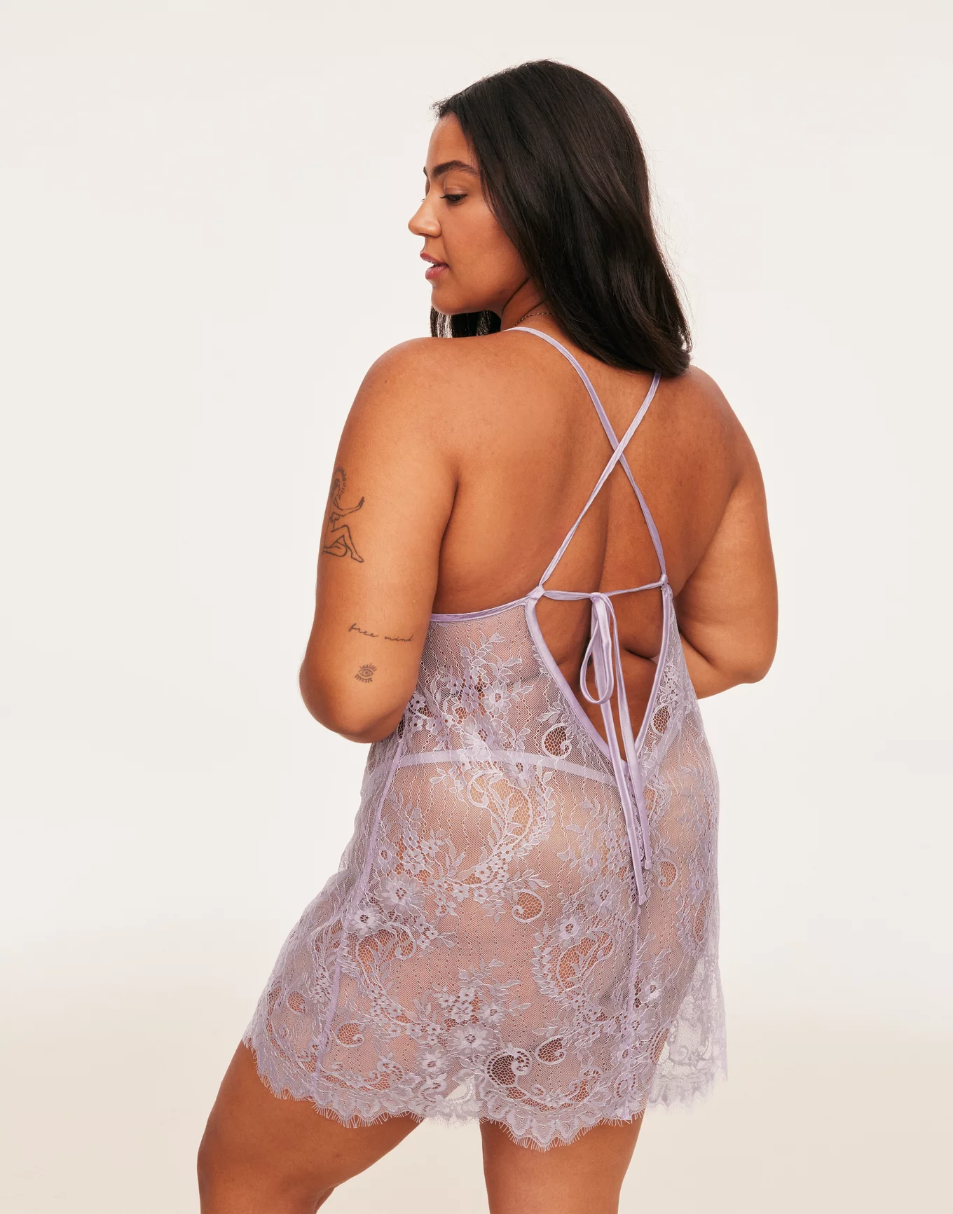 Lace and Mesh Babydoll - Dusky orchid