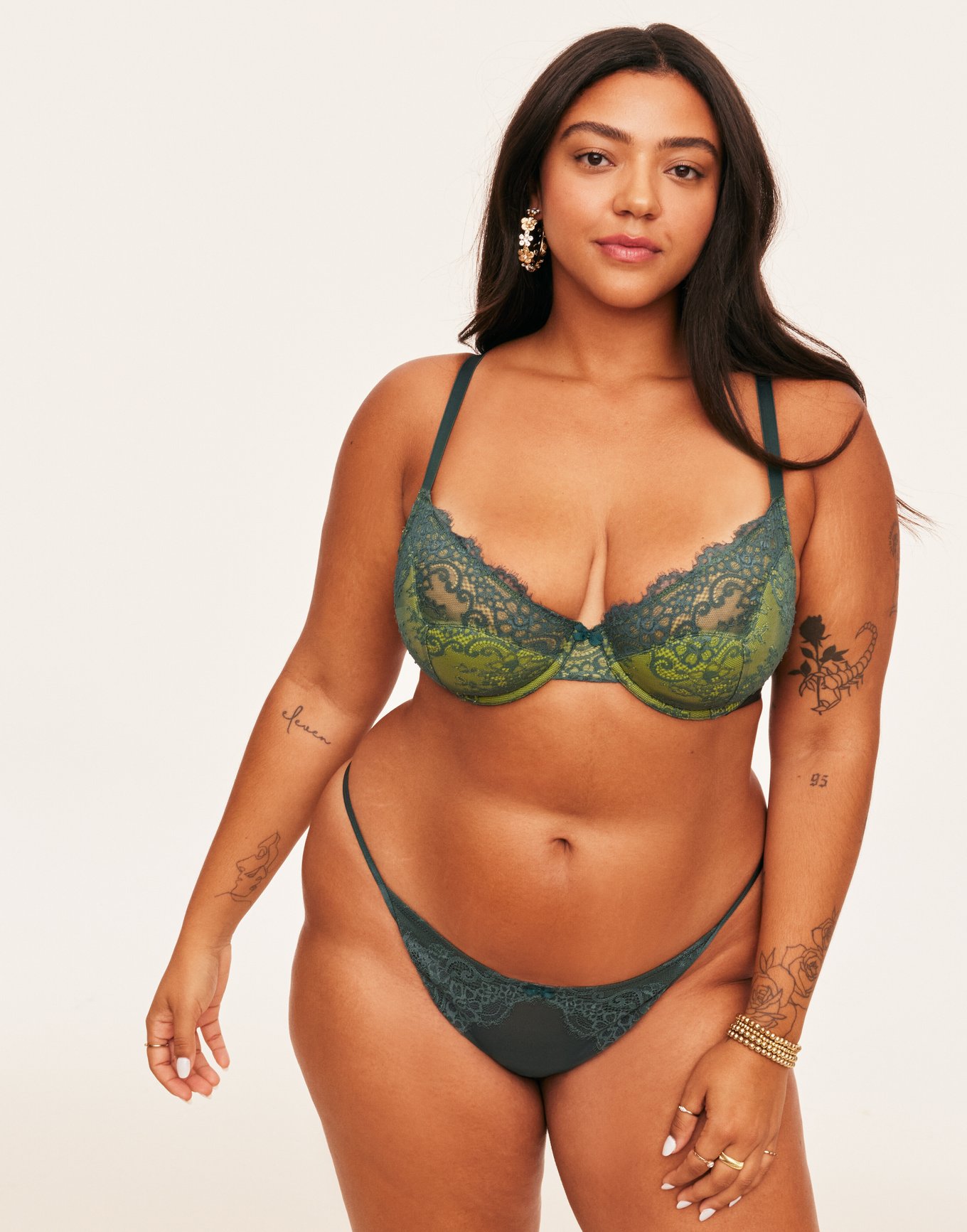 Lingerie Bras Bra For Woman Green 4-Piece Sexy Hot Underwear 