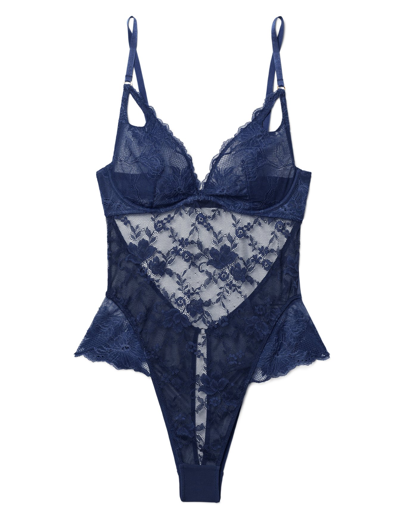 Julianna Dark Blue Plus Lace bodysuit, 1X-4X | Adore Me