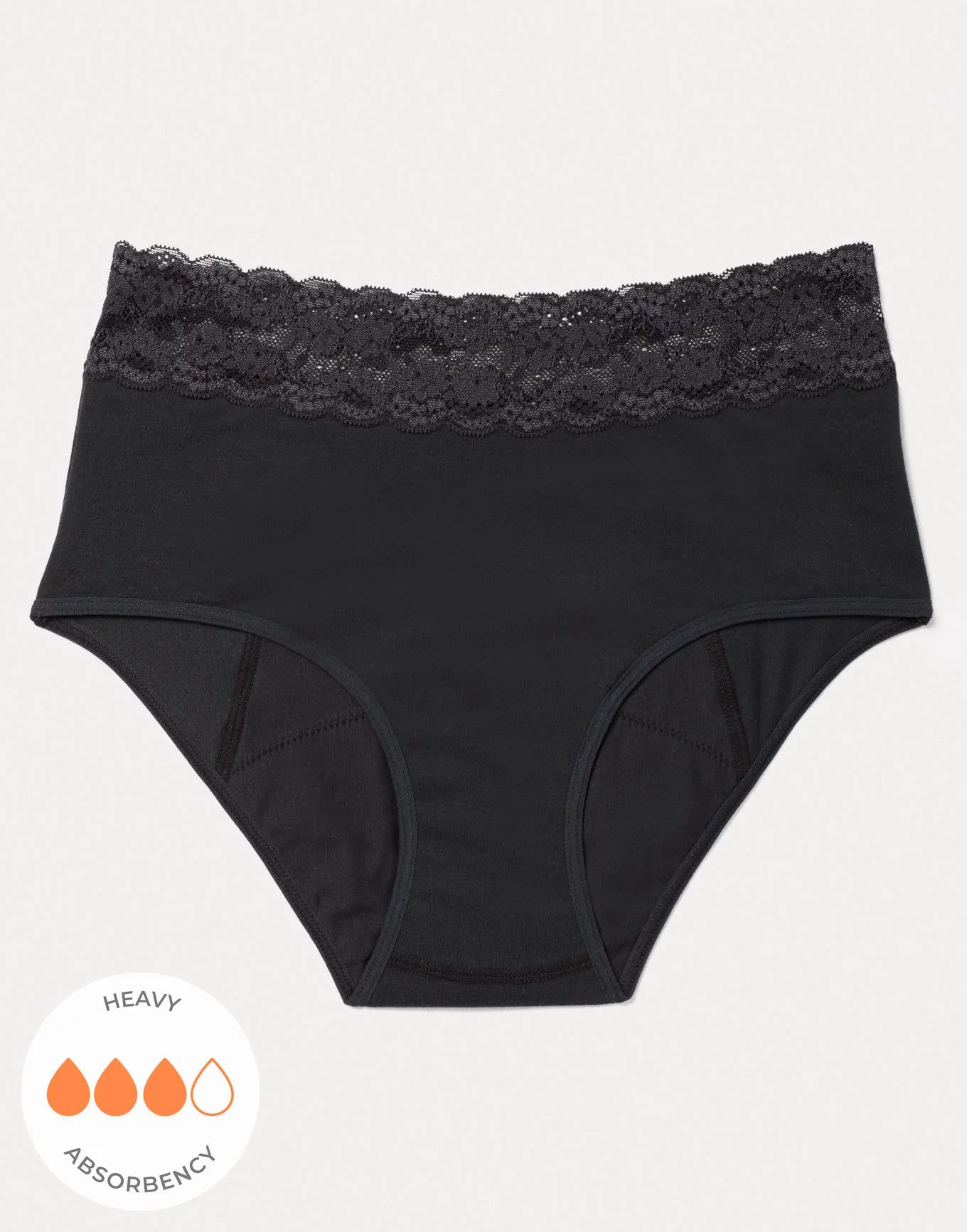 Ella Midi Brief Black Period Panties, XS-XL
