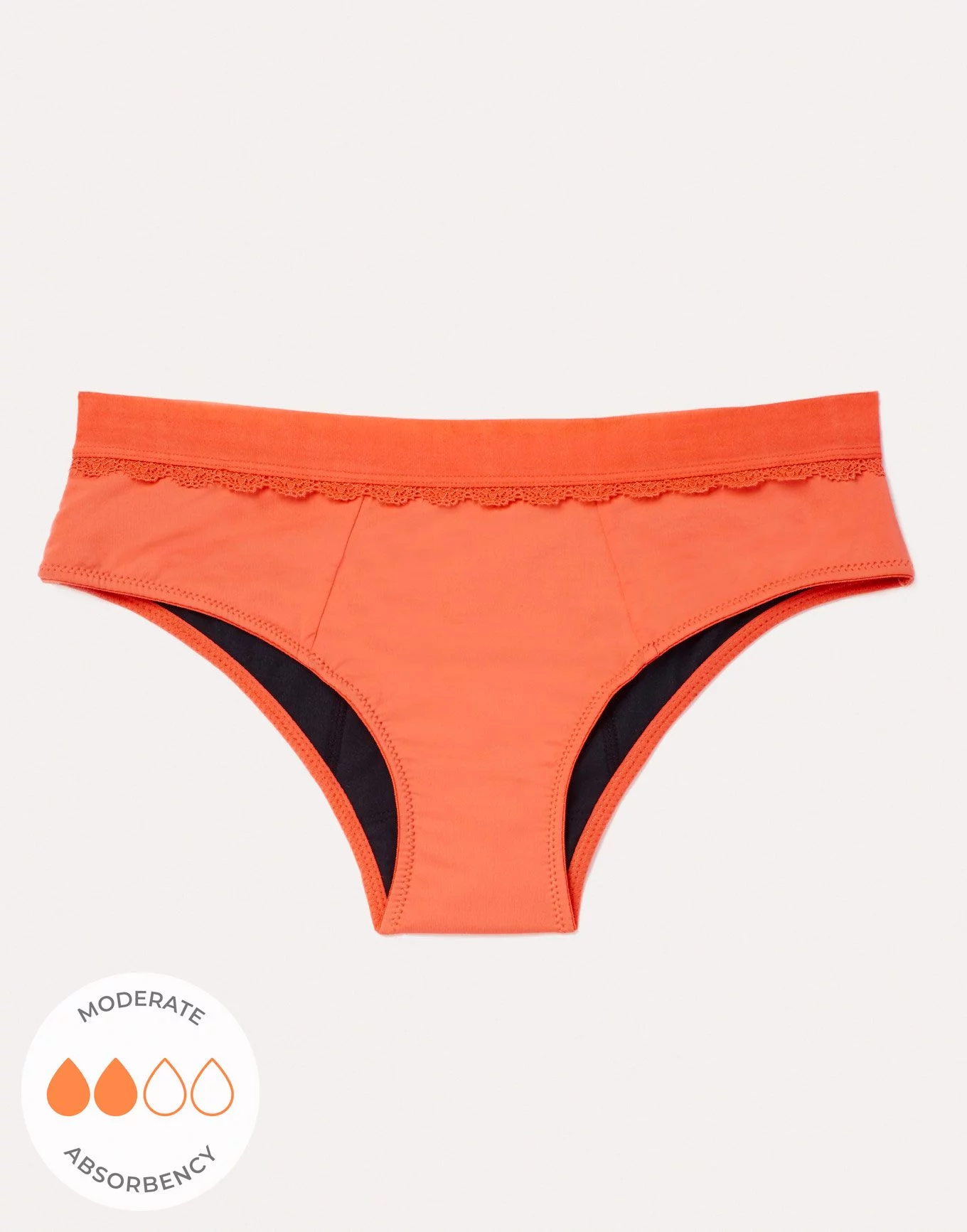 Cindy Cheeky Medium Orange Period Panties, XS-XL