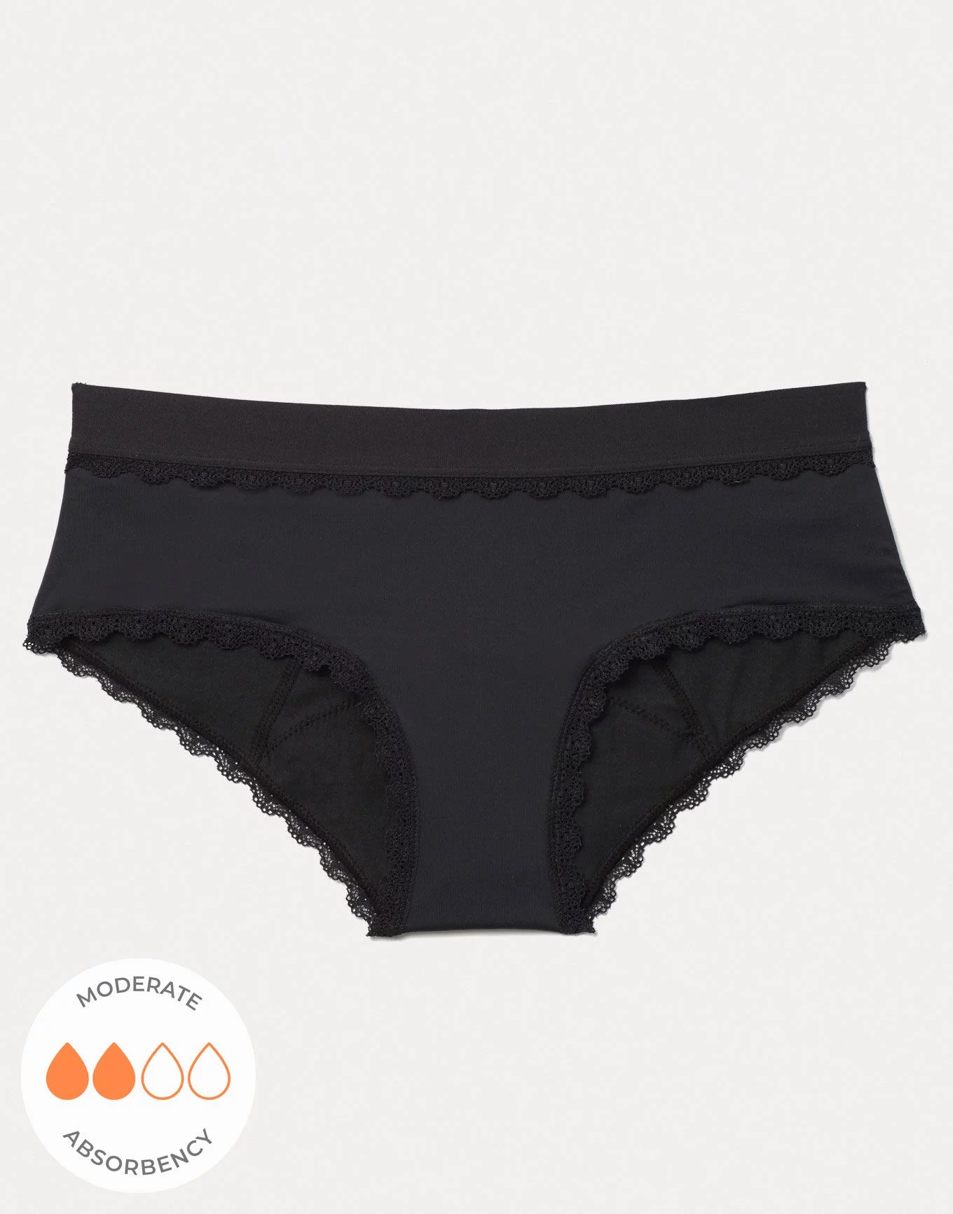 Olivia Hipster Black Period Panties, XS-XL