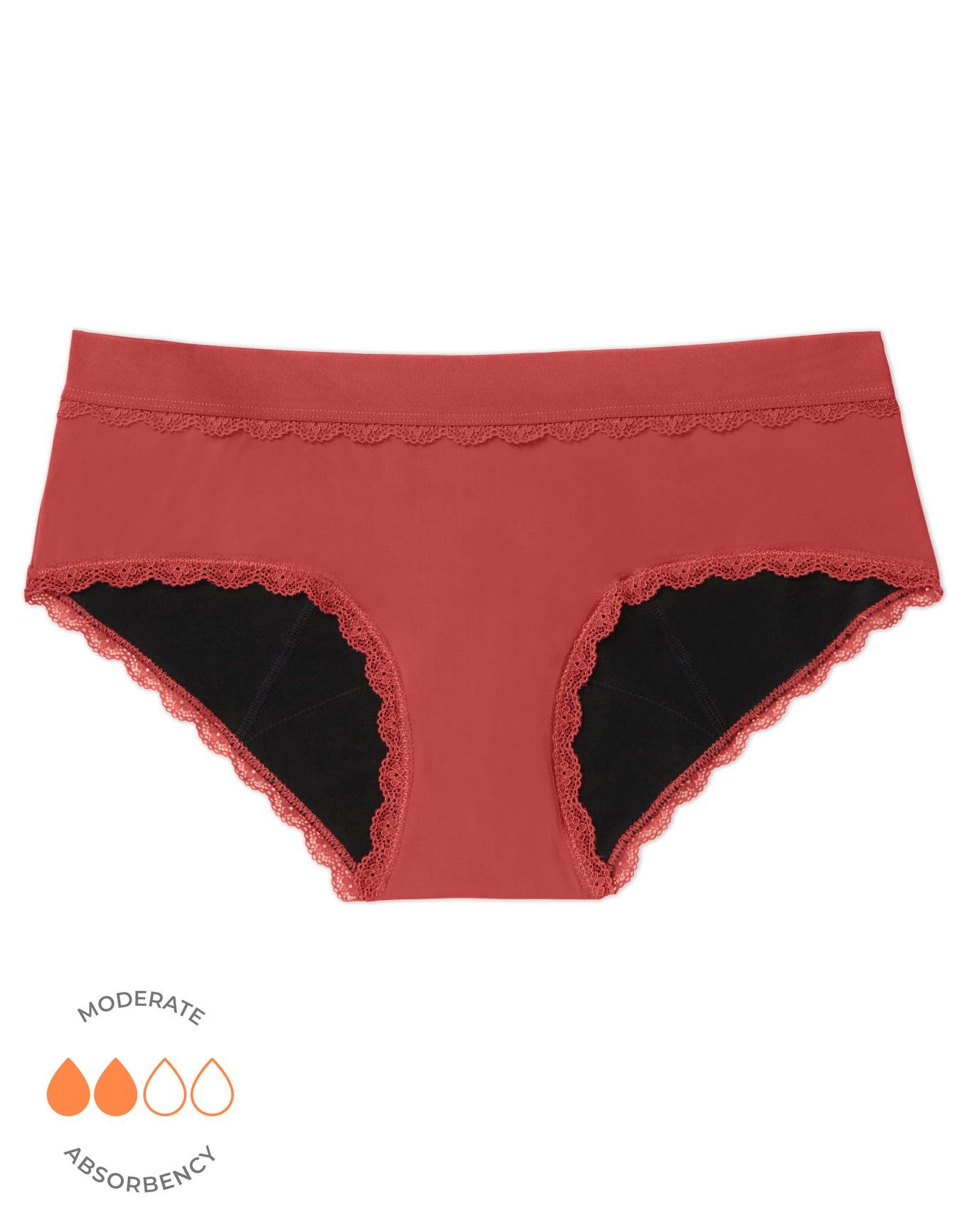 Olivia Hipster Dark Orange Plus Period Panties, 3X
