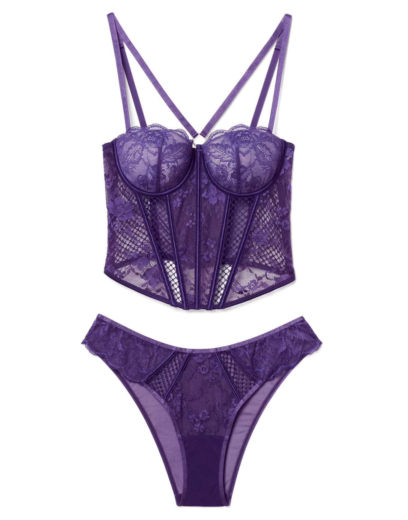 $78 Very Sexy Victorias Secret Corset 32B Floral Lavender Mist Purple Mesh  Busti