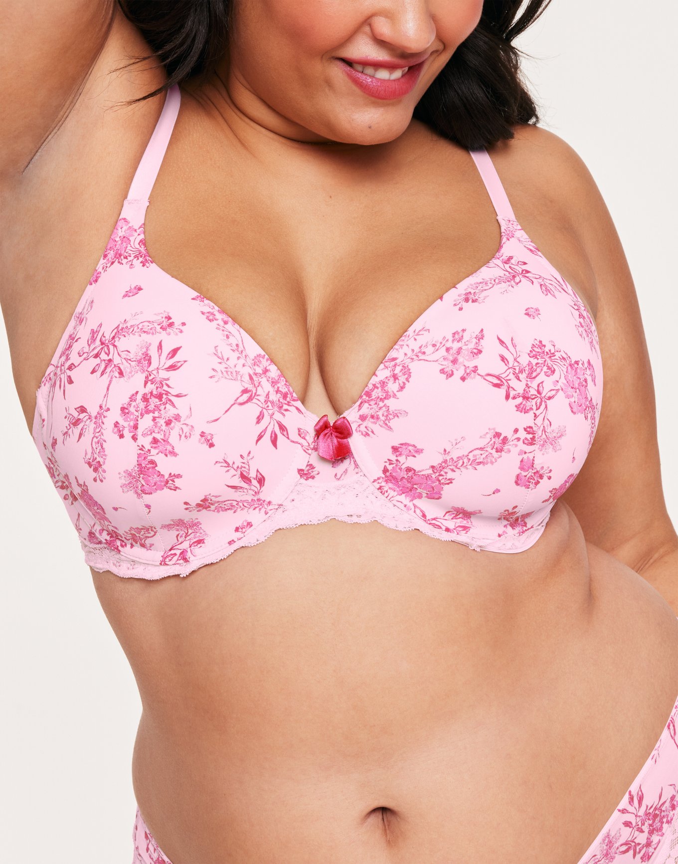Delicate Touch Bra And Panty Lace Set - Hot Pink