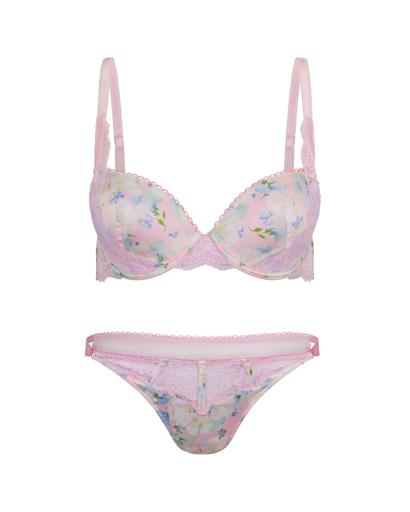 Rochelle Floral Pink Push Up Demi, 32A-38DD