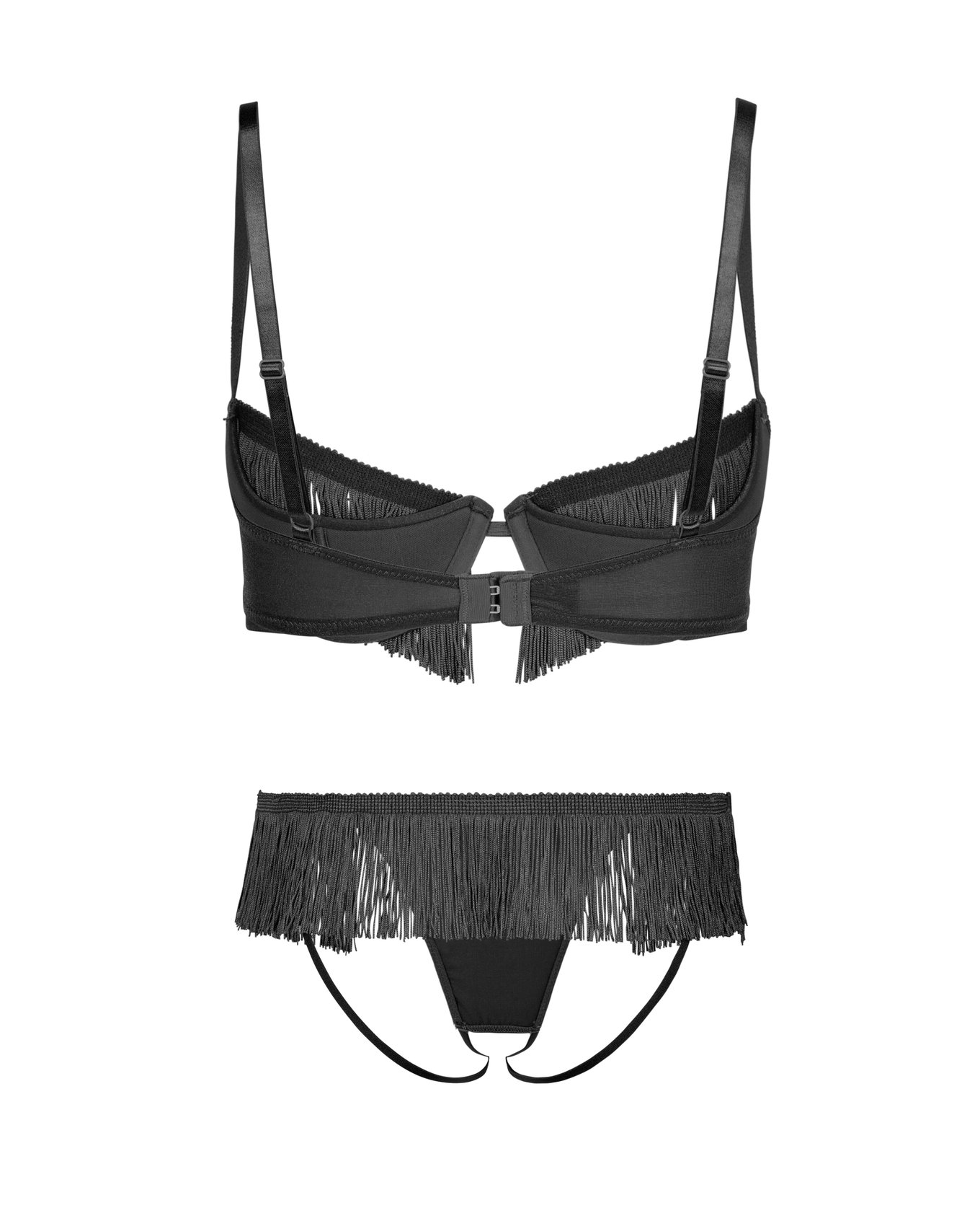 Cece Black Plus Quarter Cup Demi Bra & Panty Set, 38DD-46DDD | Adore Me
