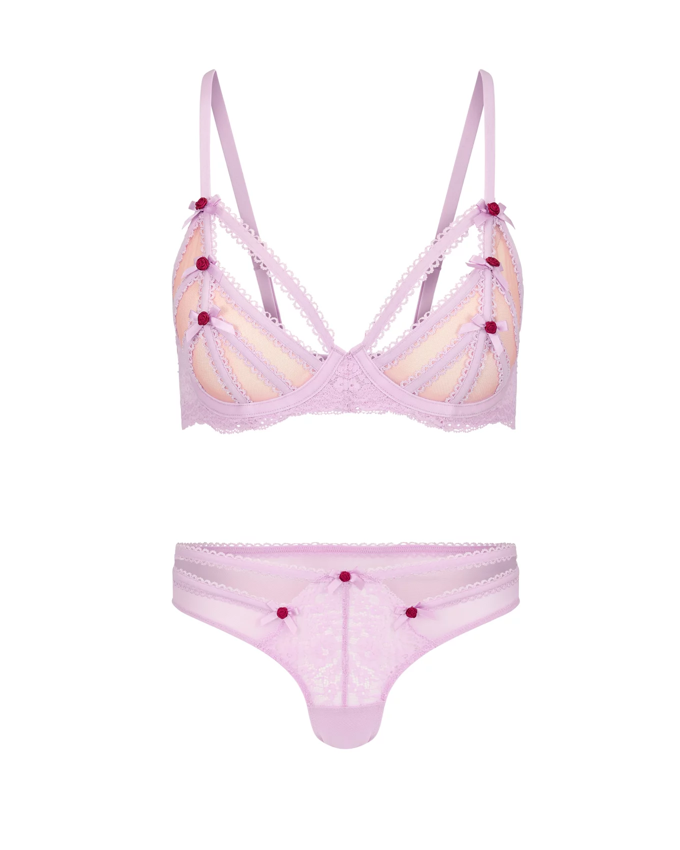 【mauve】Magnolia Tulle Lace Bra Set E65&S garnet]Magnolia Tulle Lace Bra Set