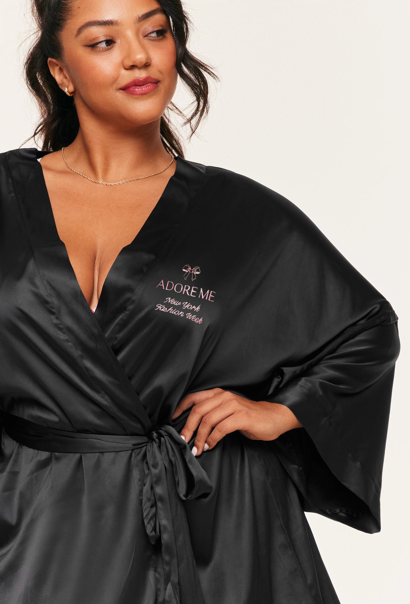 Nyfw Satin Robe Black Plus Kimono Robe 1x 4x Adore Me 