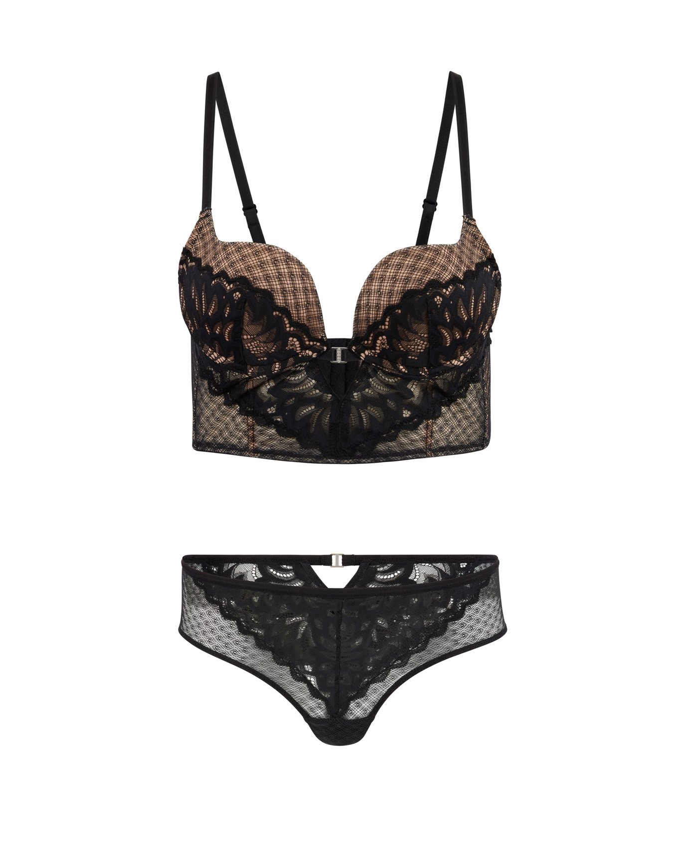 Black push-up online lingerie set WHISPER: bra + panties