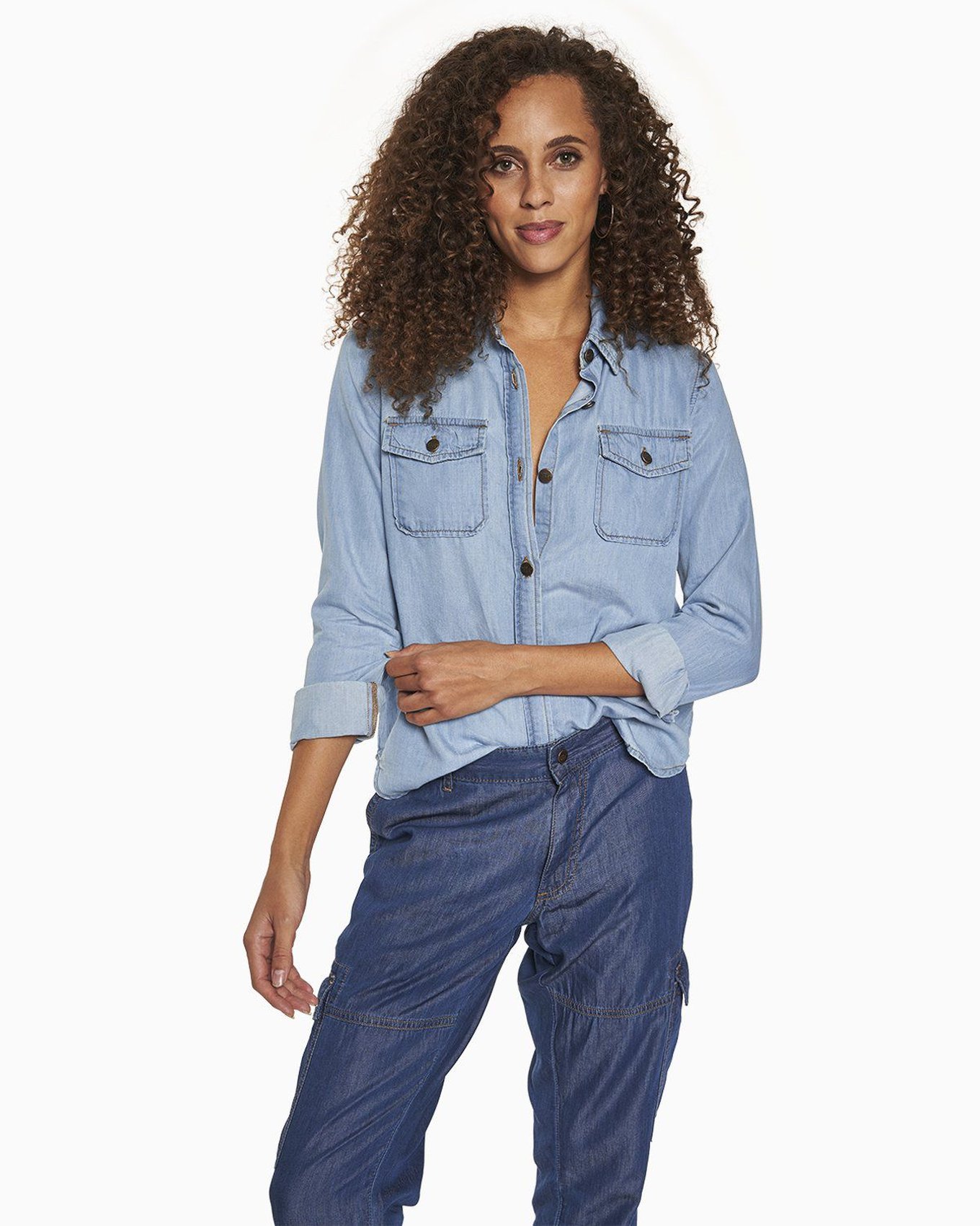 Organic Denim Button Down Shirt Blue