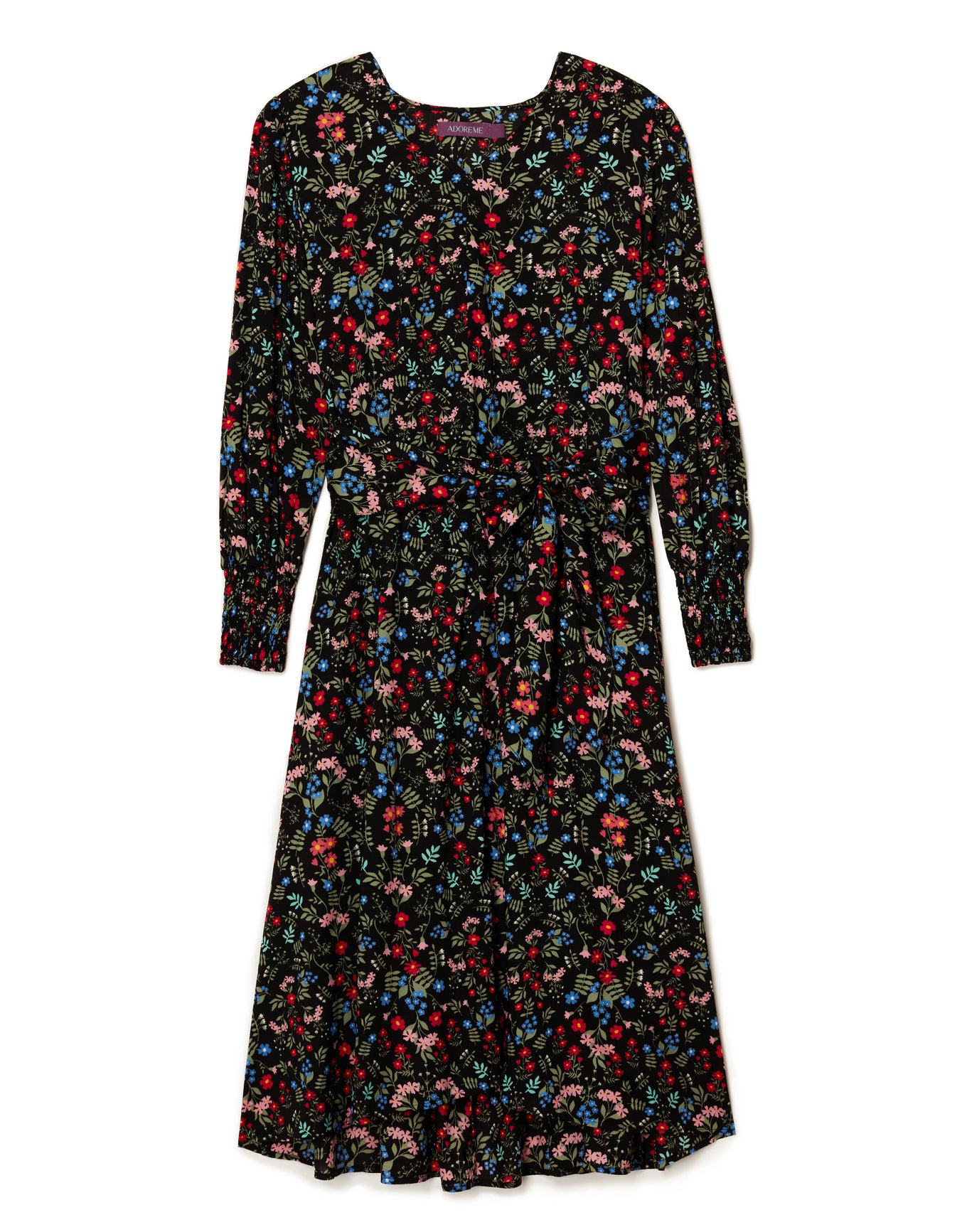 Sherwood Dress Black Floral Plus Long Sleeves, 1X-3X | Adore Me