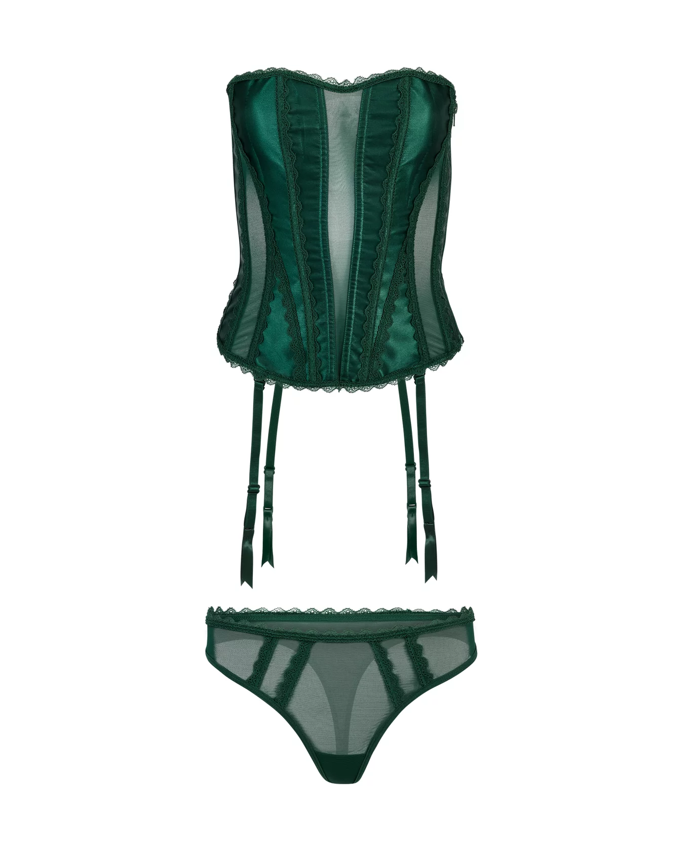 Serene Dark Green Corset Set, XS-4X