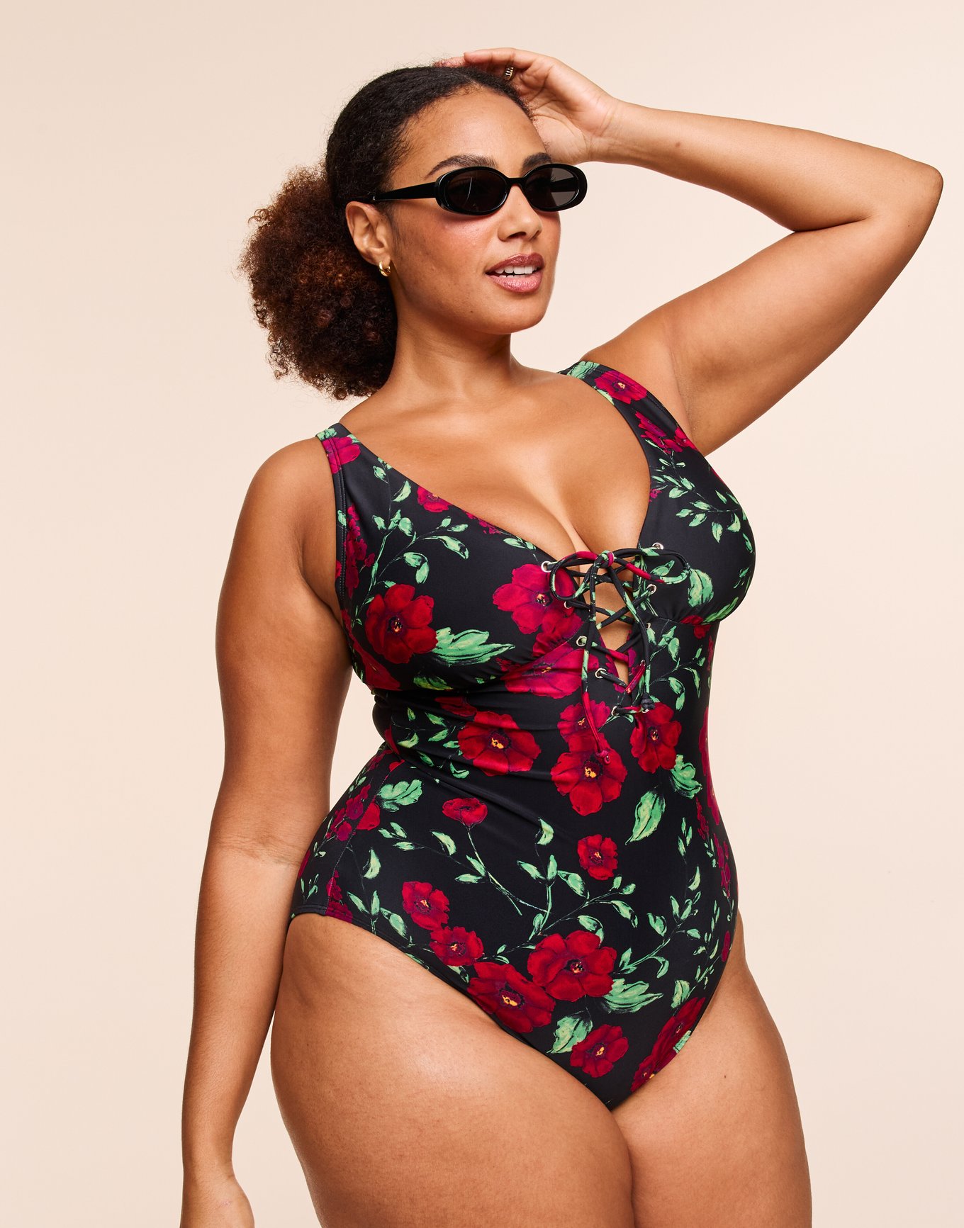 Evangeline Floral Black Plus One Piece Adore Me