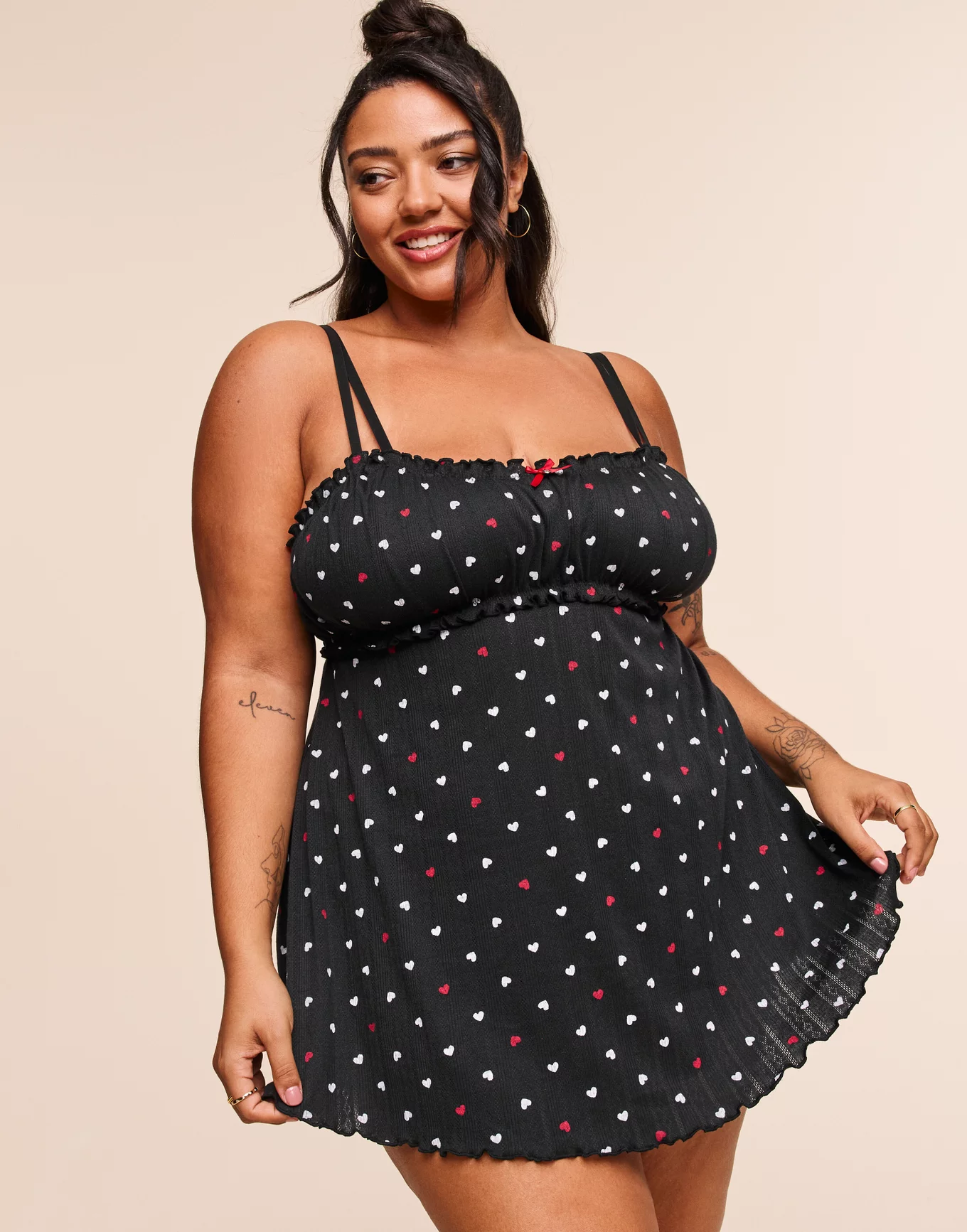 ♡BABYDOLL♡ページ Ophylia Heart Black Babydoll Set, XS-4X | Adore Me