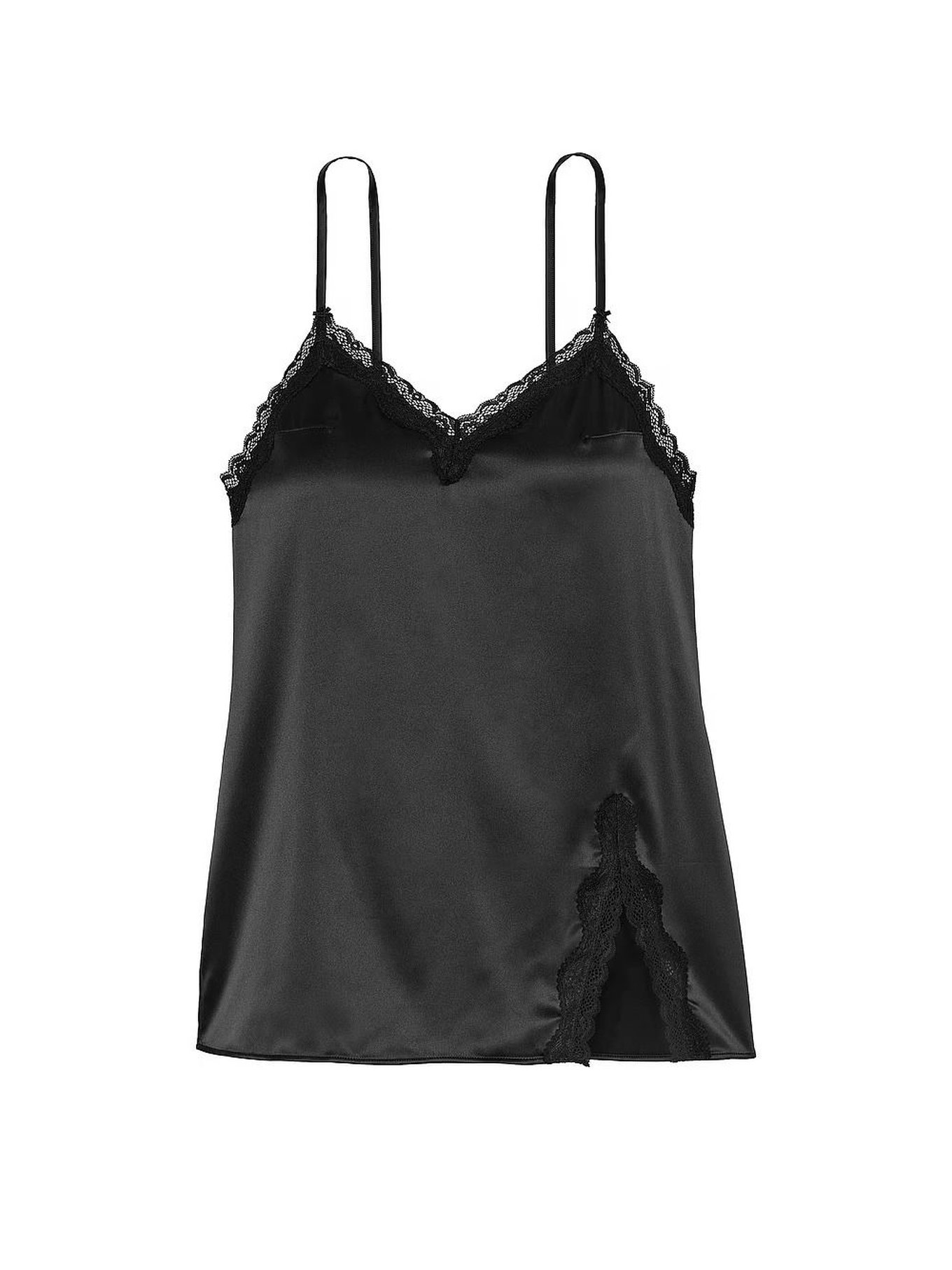 Victoria's Secret Satin Lace-Trim Mini Slip Black