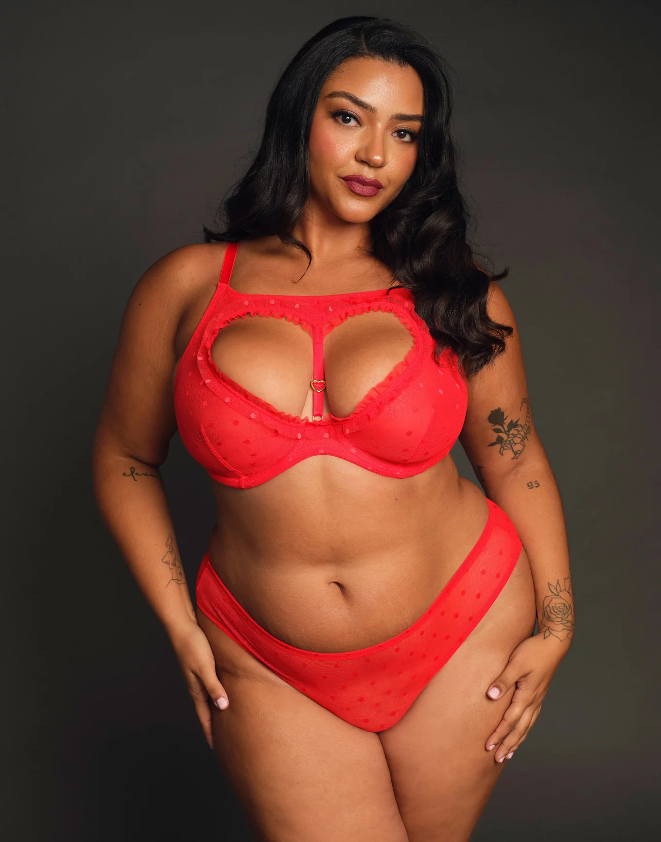 Kalila Dark Red Plus Unlined Plunge High Neck, 38DD 46DDD Adore Me