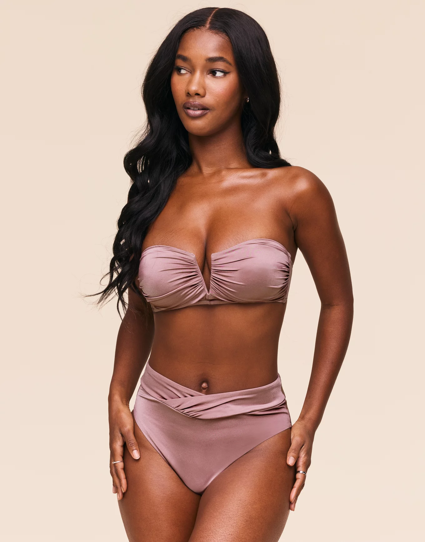 MODUE eos 水着 bold coloration line bikini Tanisha Medium Gray Two Piece Bikini, XS-XL | Adore Me