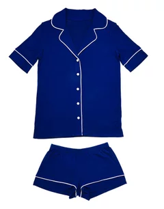 Jayne Dark Blue Plus Pajama shirt and short set, XL-1X