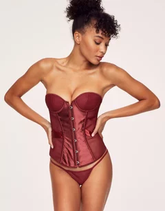 Ravia Dark Red Boned Bustier, XS