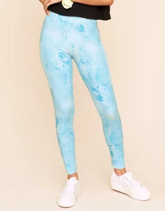 MyLeggings Buttersoft High Waistband Leggings Blue and Red Watercolor - XL  