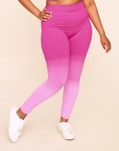 Lilah Ombre Full Legging Pink Plus Full length leggings, 1X-3X