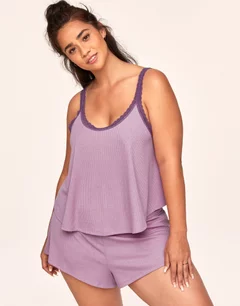 Cailey Medium Purple Plus Cami and Short Set, XL-4X