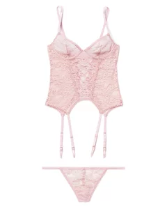 Premium Photo  Alluring model in pink bodysuit glamour corset white studio  light advertising sexy lingerie underwear