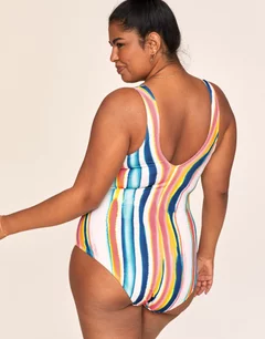 Andria Stripe White 2 Plus One Piece, 3X