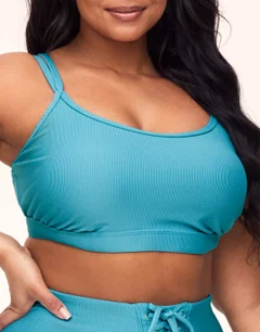 Remy Rib Bra Gray Ribbed Sports Bra, XS-XL