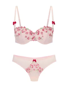 JinSheng High Rated Good Quality Review Floral Design Colorful Push Up Bra  And Panty A2138