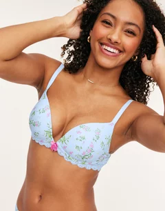 Shea Floral Blue Wireless Push Up, 32A-38D